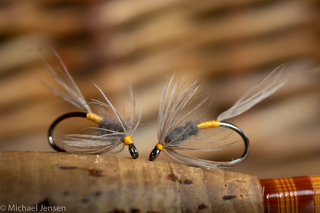 Two Blue Dun Soft Hackles on a splitcane rod