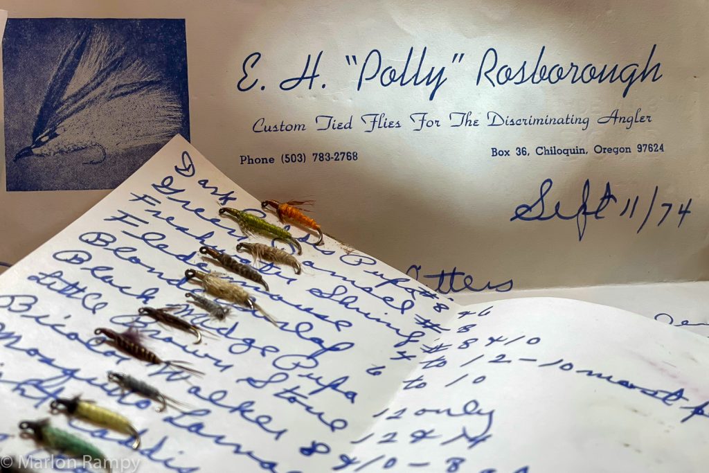 Polly Rosborough's original flies and a letter