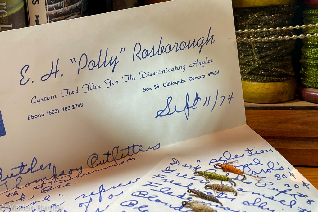 Polly Rosborough's original flies and a letter